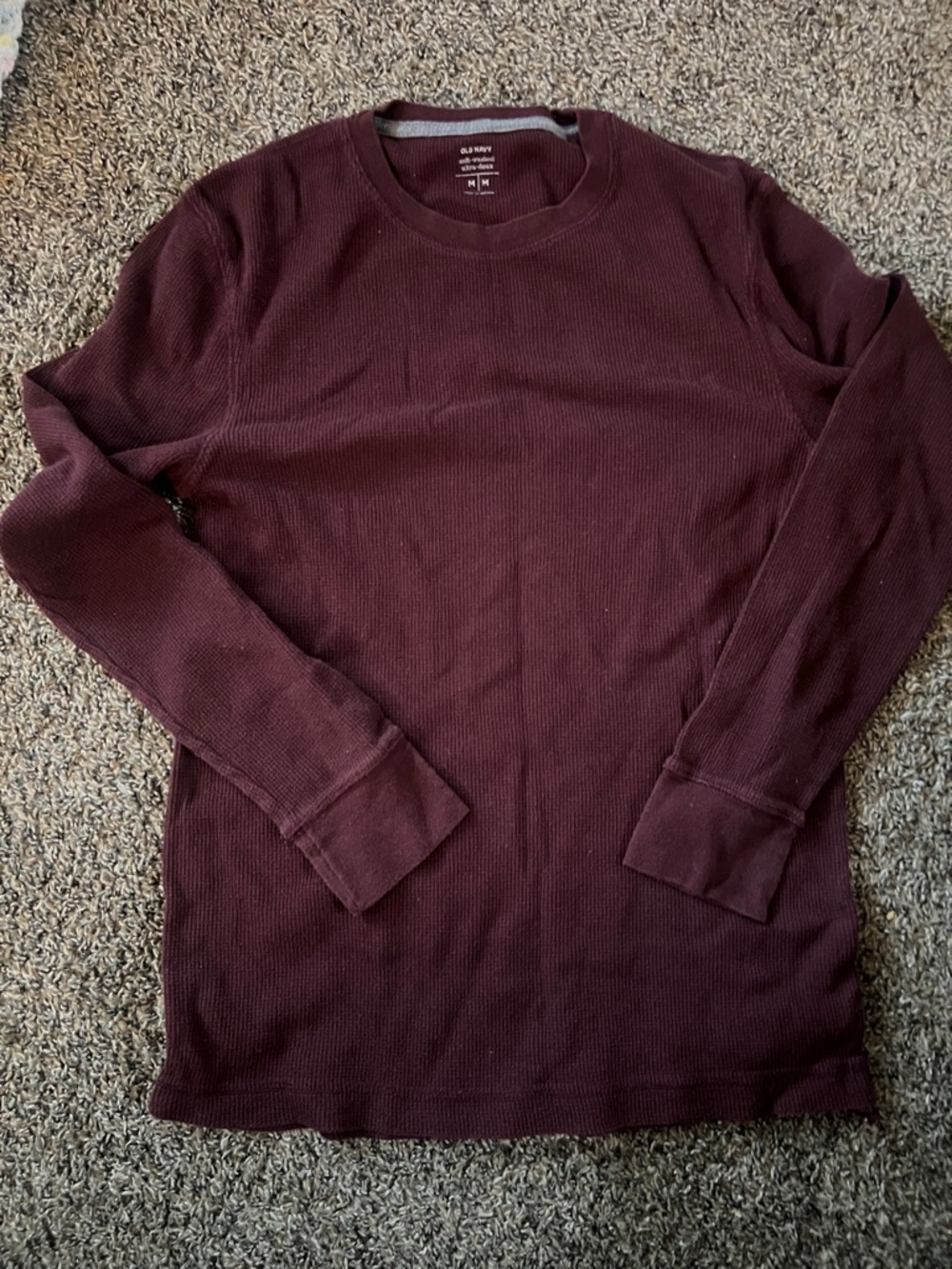 Old Navy Deep Burgundy Waffle Thermal Crew